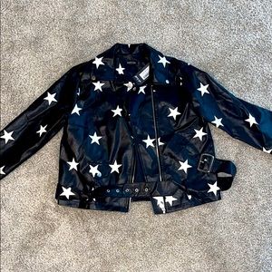 Leather Star Belted Jacket